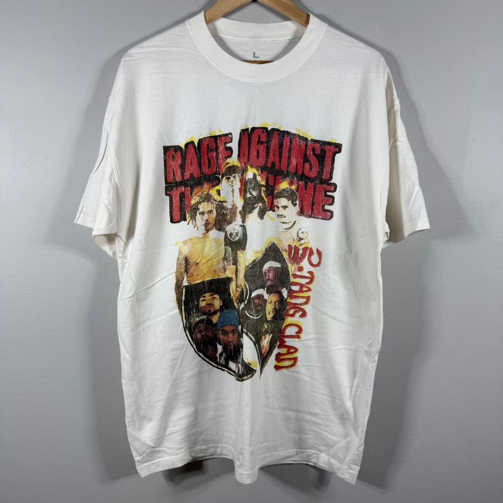 REPRINT Rage Against The Machine Wu-Tang Clan 1997 Tour T-Shirt White Large